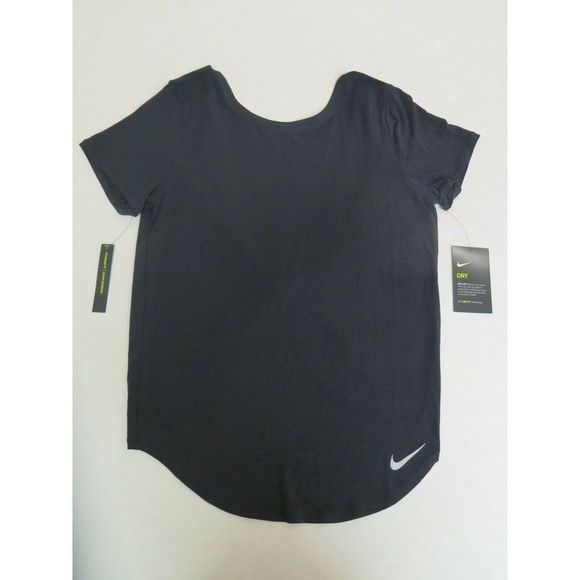 Nike CI9481-010 Women’s Sz Small Black Twist Top Short Sleeve $50 - Picture 3 of 6